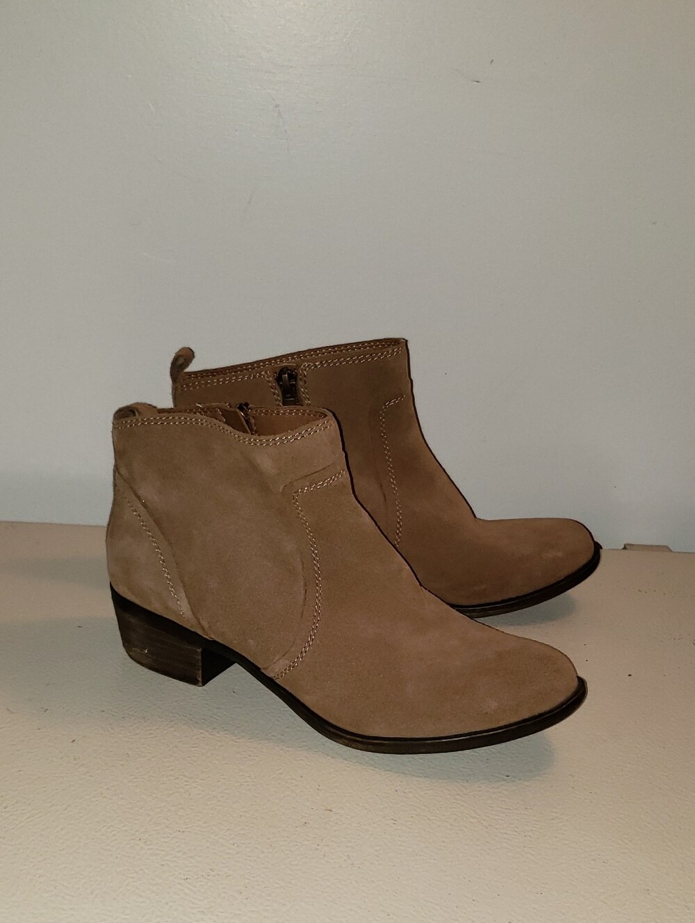 Lucky Brand Taupe Suede Ankle Booties